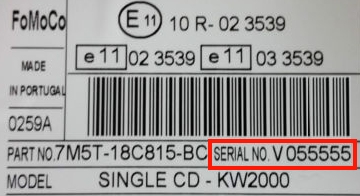 ford 6000 cd code serial verni